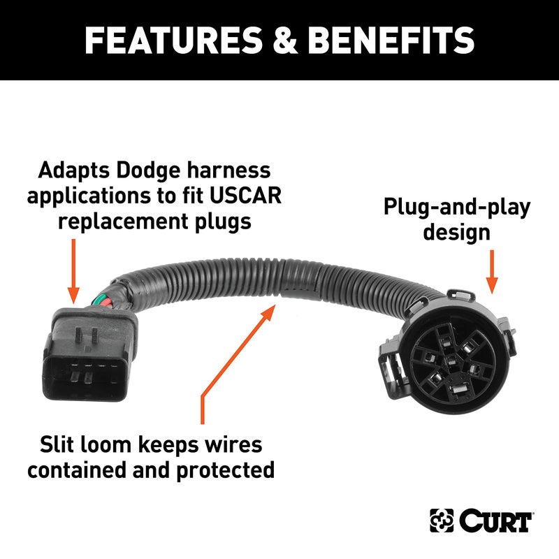 CURT 57300 8-Prong to USCAR Wiring Harness Adapter, Select Chrysler, Dodge, Freightliner, Jeep, Mitsubishi - Image 3